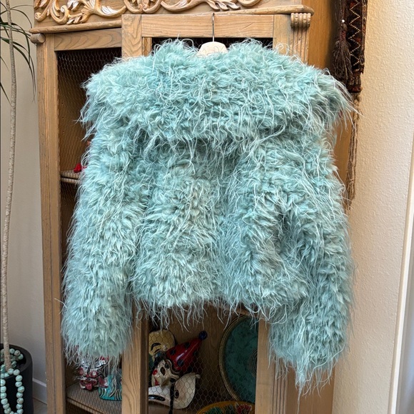 Free People Moonlight Faux Fur Jacket in Granite Green - Picture 10 of 15
